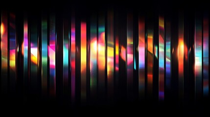 Abstract colorful light patterns with vertical lines on a dark background.