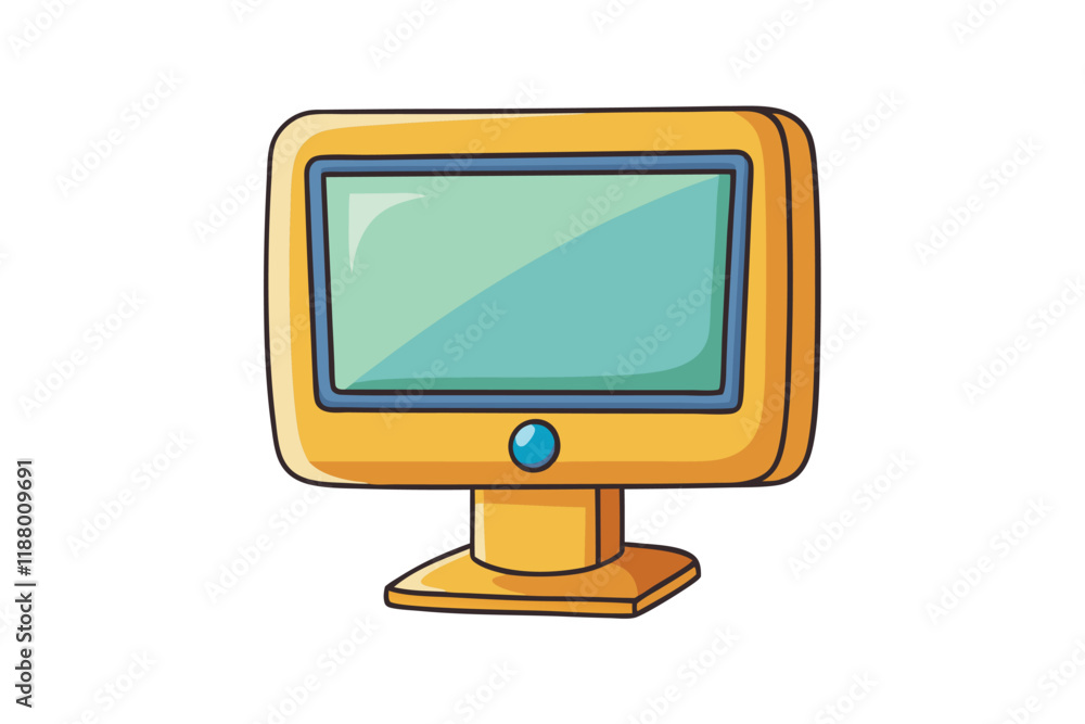 Wall mural classic desktop computer icon with a colorful and cartoonish design, representing retro technology f