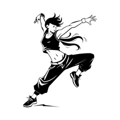 Girl dancing illustration in glyph style