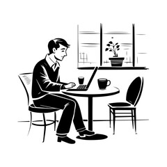 A glyph style illustration of remote work from home