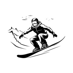 Obraz premium Solid illustration showing a snowboarding person enjoying