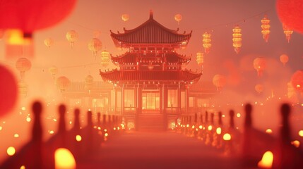 Red Lantern Festival at a Chinese Temple