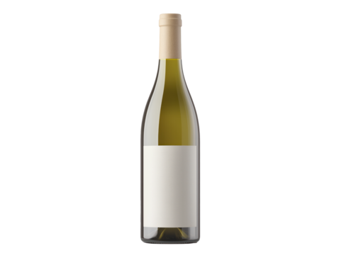  Minimalist Wine Bottle with Blank Label on Transparent Background for Branding and Design