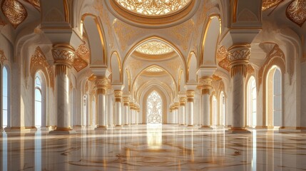 Fototapeta premium Grand Palace Hall with Marble Columns and Gold Accents