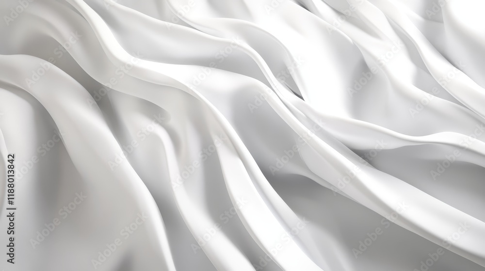 Poster elegant white fabric waves creating a serene abstract texture