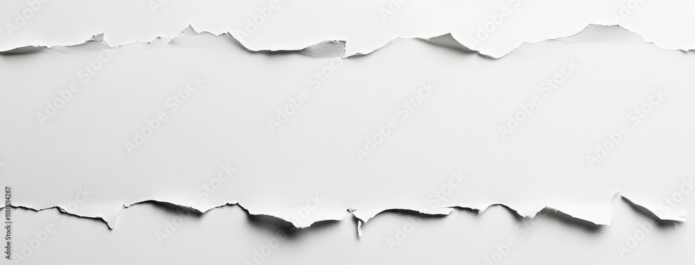 Poster torn white paper edge with rough texture on solid background