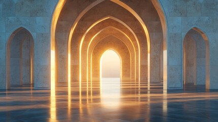 Fototapeta premium Sunlit Arches In A Grand Hallway