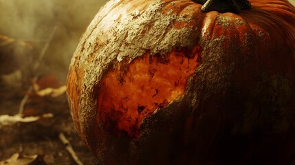 Decaying Pumpkin Shows Autumnal Spooky Rot