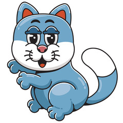 Cute Cartoon Blue Cat Illustration