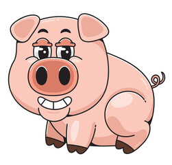 Cute Cartoon Pig Character Illustration