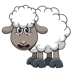 Cartoon Illustration of a Cute Sheep