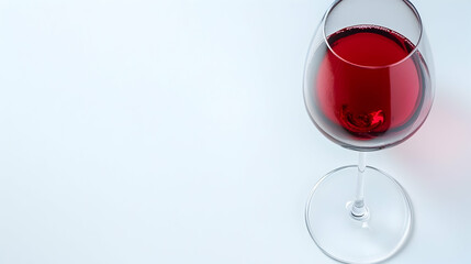 Red wine glass, studio shot, white background, copy space, beverage advertisement