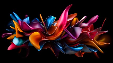Obraz premium Abstract Colorful 3D Liquid Shapes Design, Dynamic Swirls of Vibrant Hues