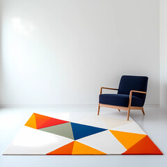 Reintroduced Rug with Geometric Design on White Setting