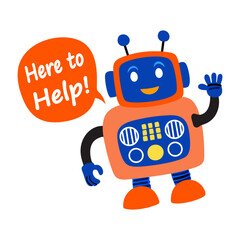 A flat sticker of robot assistant