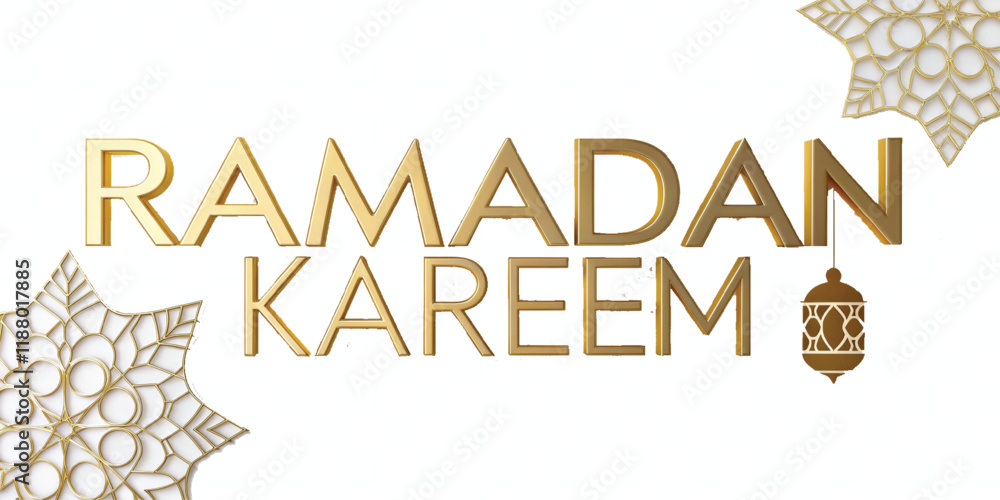 Fototapete abstract 3d ramadan kareem text made with different colour style isolated on white background