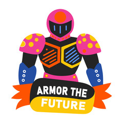 A flat sticker of armoured character