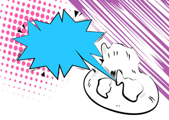 Cartoon blue, pink and white colored background, comic book vibrant backdrop. Retro vector comics pop art design.