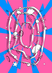 Cartoon blue, pink and white colored background, comic book vibrant backdrop. Retro vector comics pop art design.