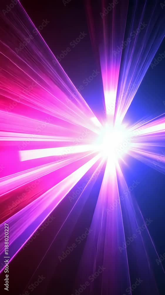 Poster dynamic burst of colorful beams radiating in a dark background creating an energetic atmosphere