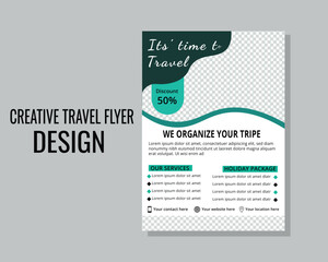 Travel flyer, creative modern minimalist clean travel flyer design template Vacation travel brochure flyer design template.