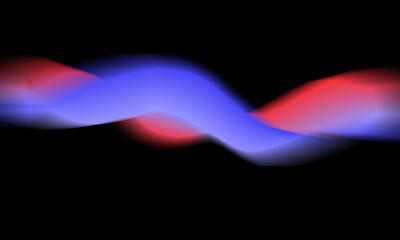 A bold abstract composition with flowing blue and red waves on a black background, creating depth, movement, and modern design appeal.