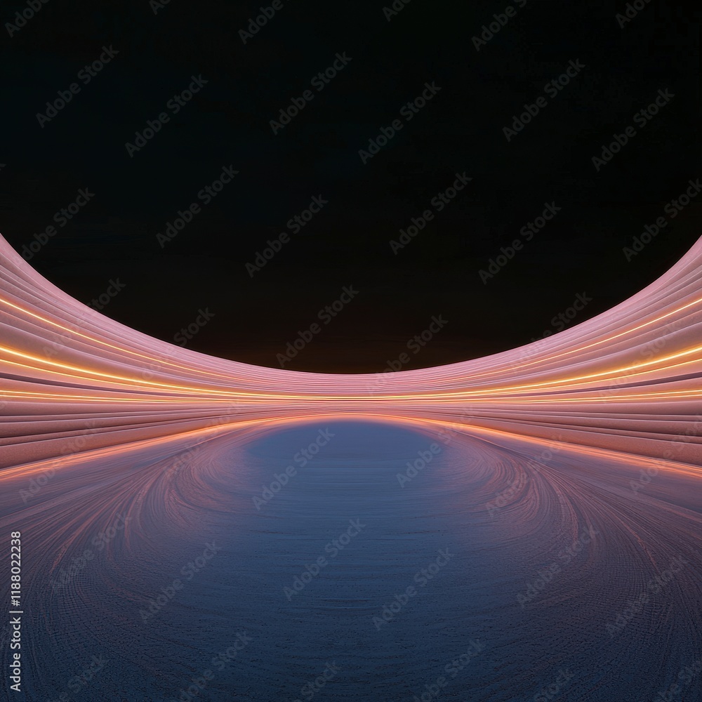 Poster abstract futuristic tunnel glowing lines modern architecture dark background