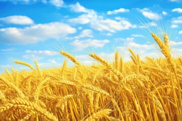 Naklejka premium Golden Wheat Field Under a Summer Sky