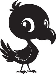 A cute flamingo kawi silhouette chibi vector and illustration design using black color.