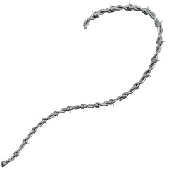 Barbed wire isolated on a white background. Metal steel barbed wire