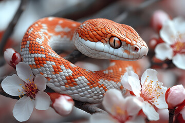 Fototapeta premium A minimalist Chinese New Year wallpaper honoring the Year of the Snake 2025