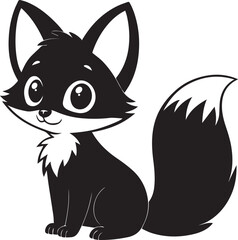 A cute fox kawi silhouette chibi vector and illustration design using black color