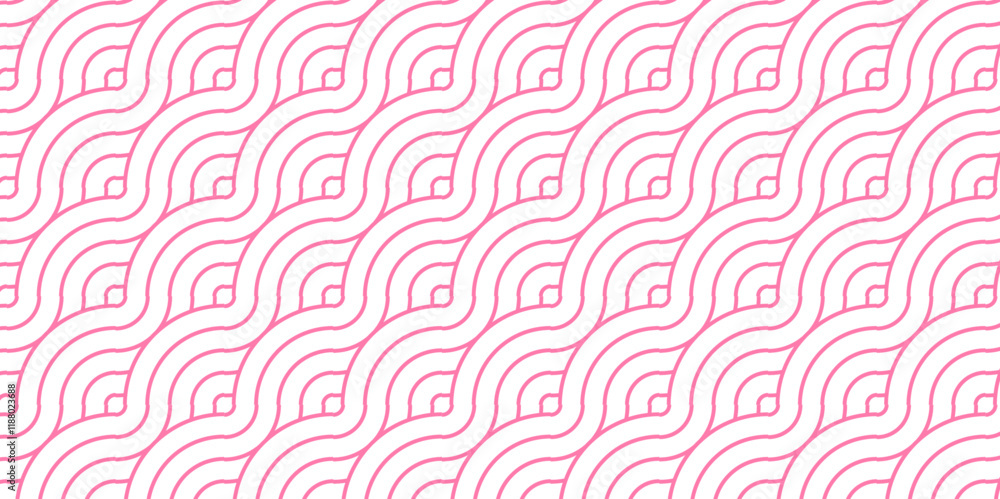Poster overlapping pattern with transform effect. abstract pattern wave lines pink spiral white background.