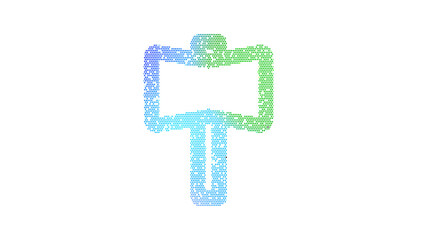 Icon hammer war is made up of LED square shapes. There are bright diodes and there are black dead diodes