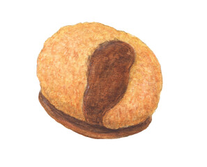 ソース付きコロッケ　手描き　水彩