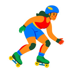 Obraz premium A flat character illustration of roller skating girl