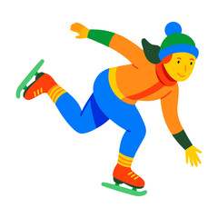 A flat illustration of skating girl