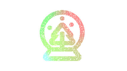 Icon globe snow is made up of LED square shapes. There are bright diodes and there are black dead diodes