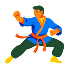 A flat character illustration of martial arts expert
