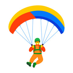 A flat character illustration of paragliding boy