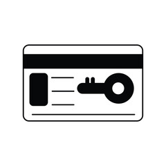 key card glyph outline icon with white background vector stock illustration