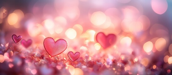 Hearts bokeh background, love, Valentine's