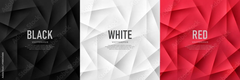 Canvas Prints set of red, black and silver white abstract background with dynamic polygonal stripes lighting and s