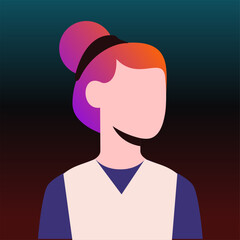 illustration of a women middle age with bun like chinese in black outline simple and minimalist perfect for avatar