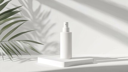 Serene White Spray Bottle: Minimalist Product Still Life