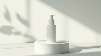 Minimalist White Pump Bottle: Serene Beauty Product Display