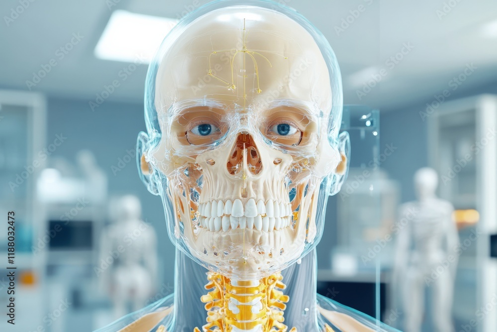 Aufkleber detailed 3d model of human skeleton with transparent features displaying anatomy and biological stru