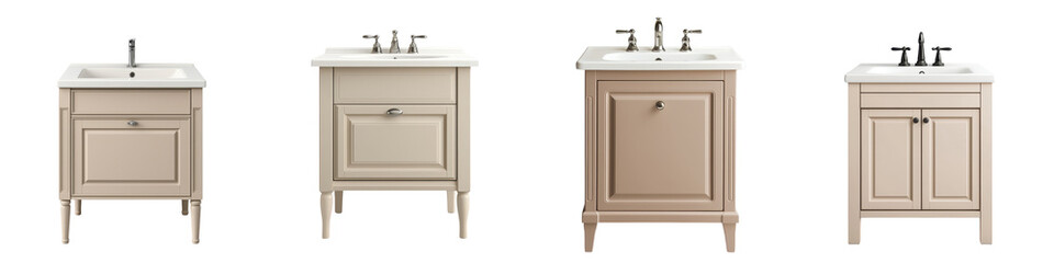 Elegant and Minimalist Bathroom Vanity Cabinets in Neutral Tones   Various Styles of Wooden Bathroom Vanities with Marble or Tiled Countertops Sinks and Faucets for a Modern and Refined Home Decor