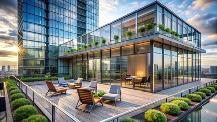 Modern high-rise building with sleek glass and steel facade