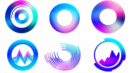 Abstract vibrant circular graphic design elements on white background for website or app interface